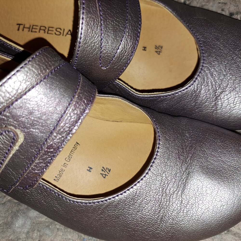 THERESIA M.-Metallic Leather Mary Janes-Strap/Heel-Size 4.5UK/6.5US-Near Mint - Picture 8 of 9